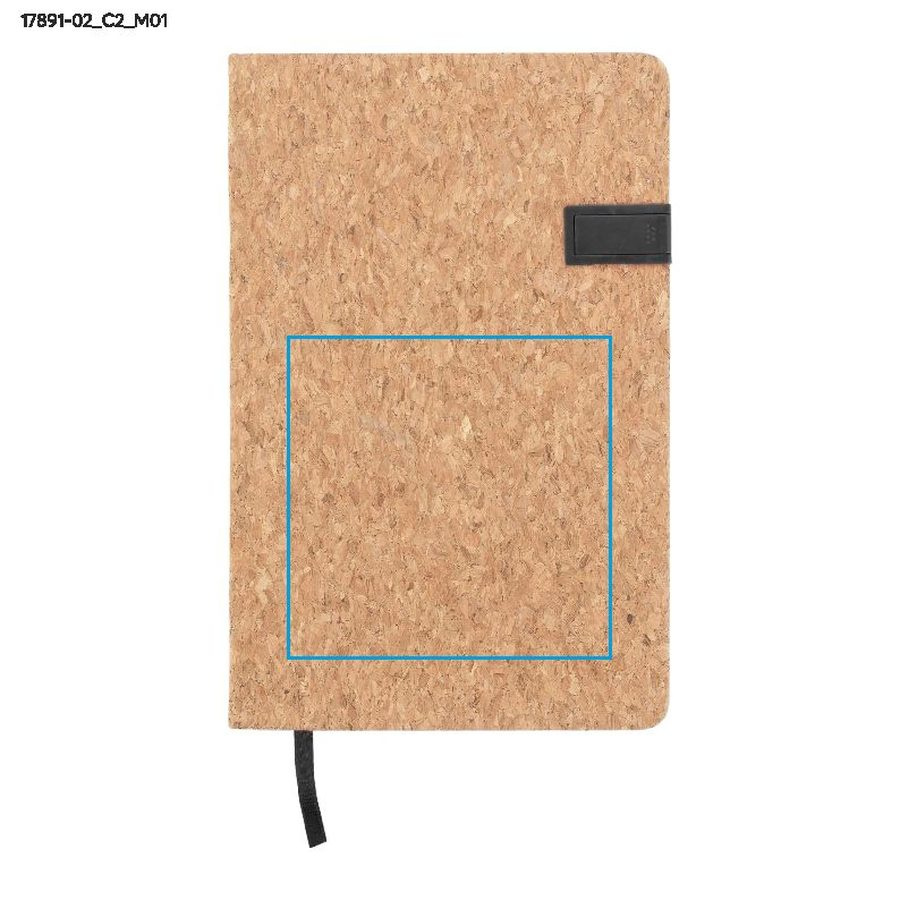 MENTE – carnet A5 avec clé USB 16 Go: Zone de marquage avant · DTF