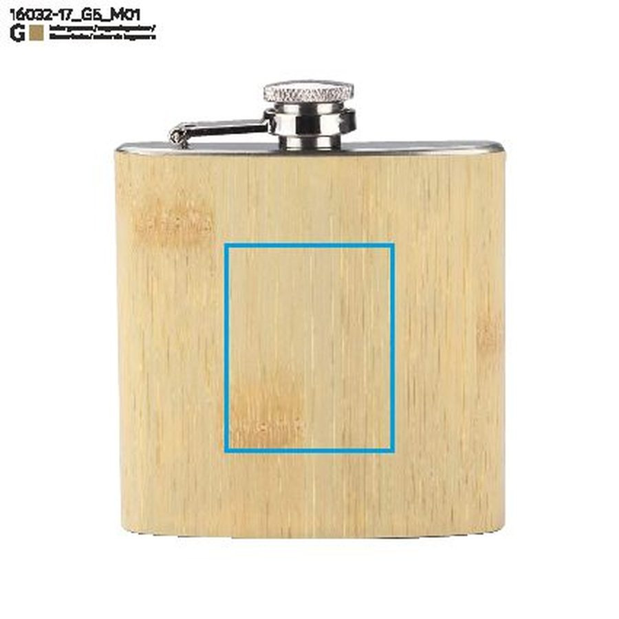 RIDLEY – flasque 200 ml: Zone de marquage avant · Gravure laser