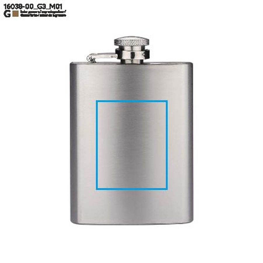 GLEN – flasque 110 ml: Zone de marquage avant · Gravure laser