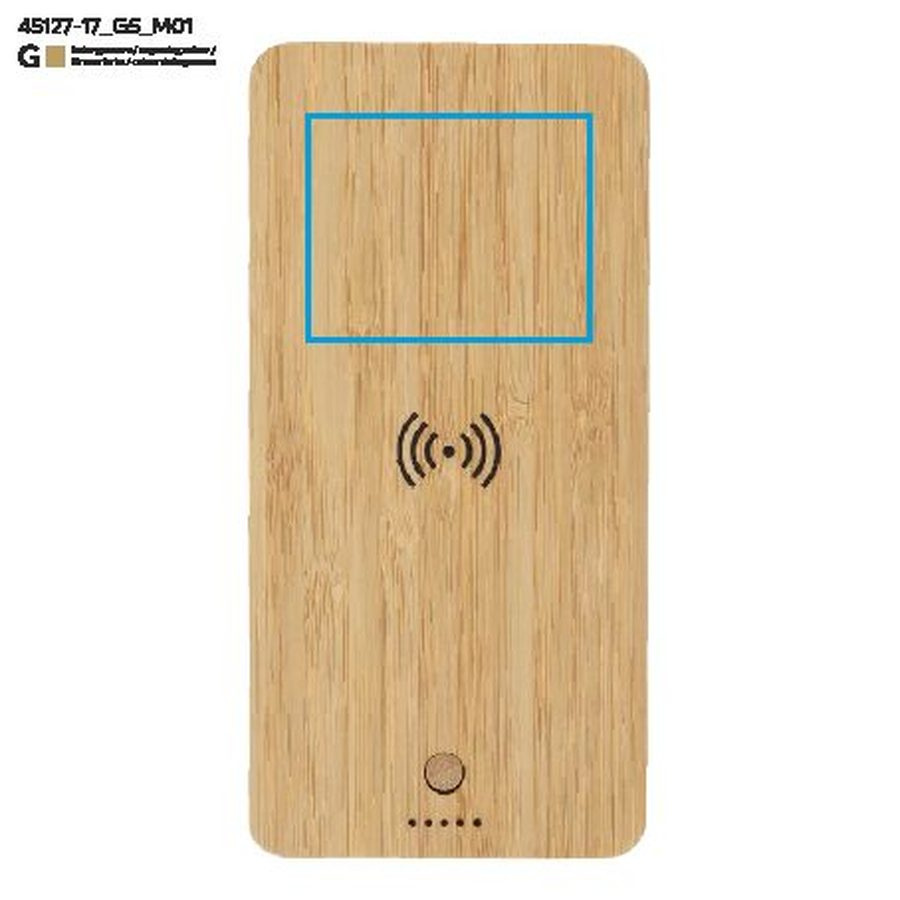 BORRA – batterie externe 10000 mAh: Zone de marquage avant · Gravure laser