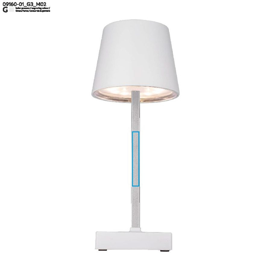 VIDIA – lampe de bureau: Zone de marquage arrière · Gravure laser