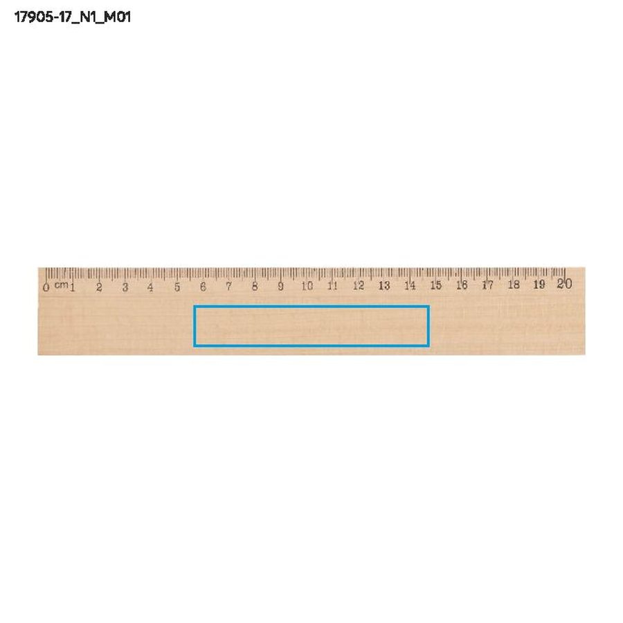 DALJO – règle en bois 20 cm: Zone de marquage avant · Tampographie