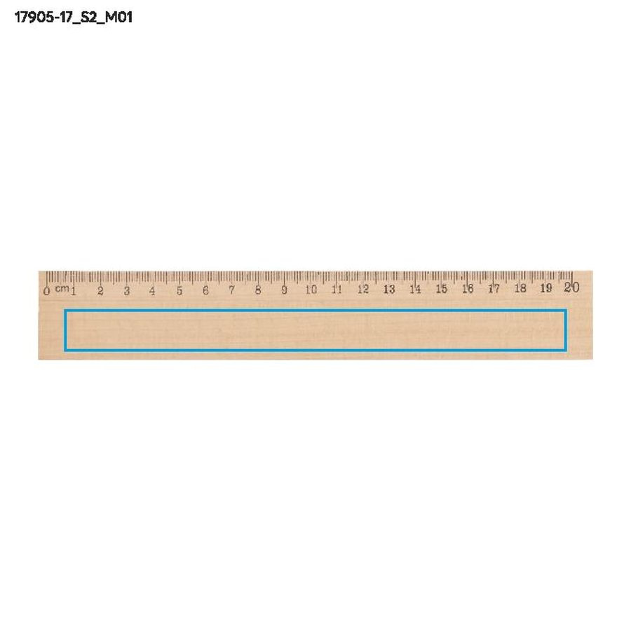 DALJO – règle en bois 20 cm: Zone de marquage avant · Sérigraphie