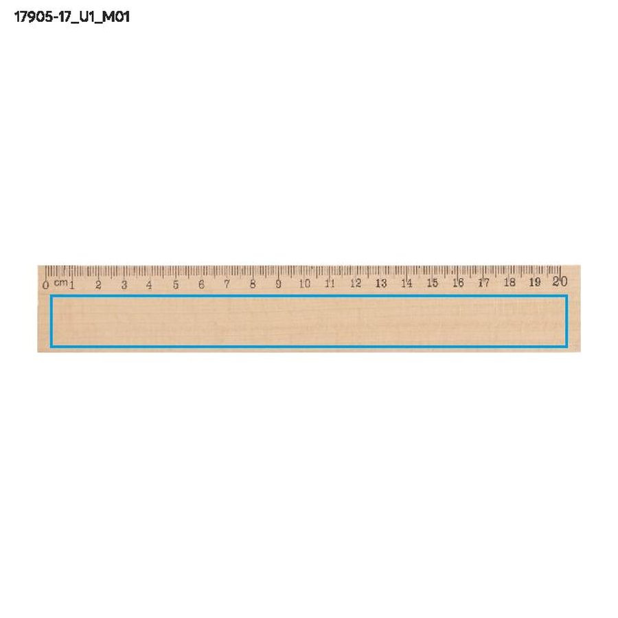 DALJO – règle en bois 20 cm: Zone de marquage avant · Impression UV