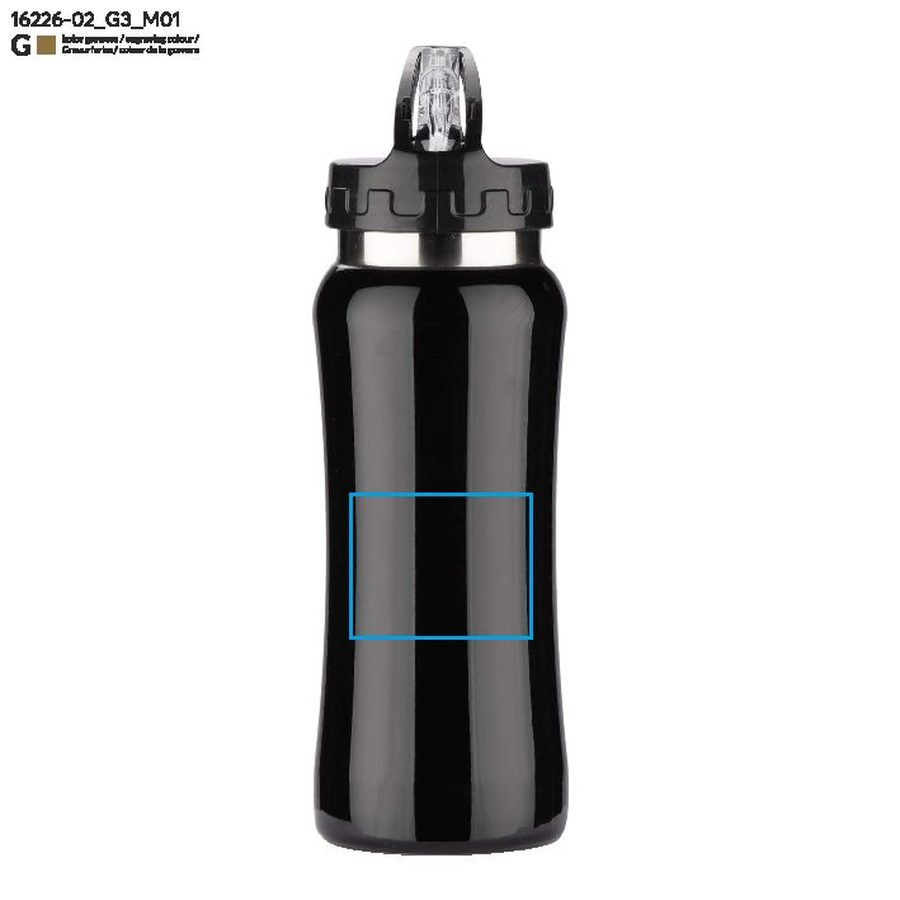 Stalowy bidon PATRO, 600 ml: Pole znakowania z przodu · Grawerowanie laserowe