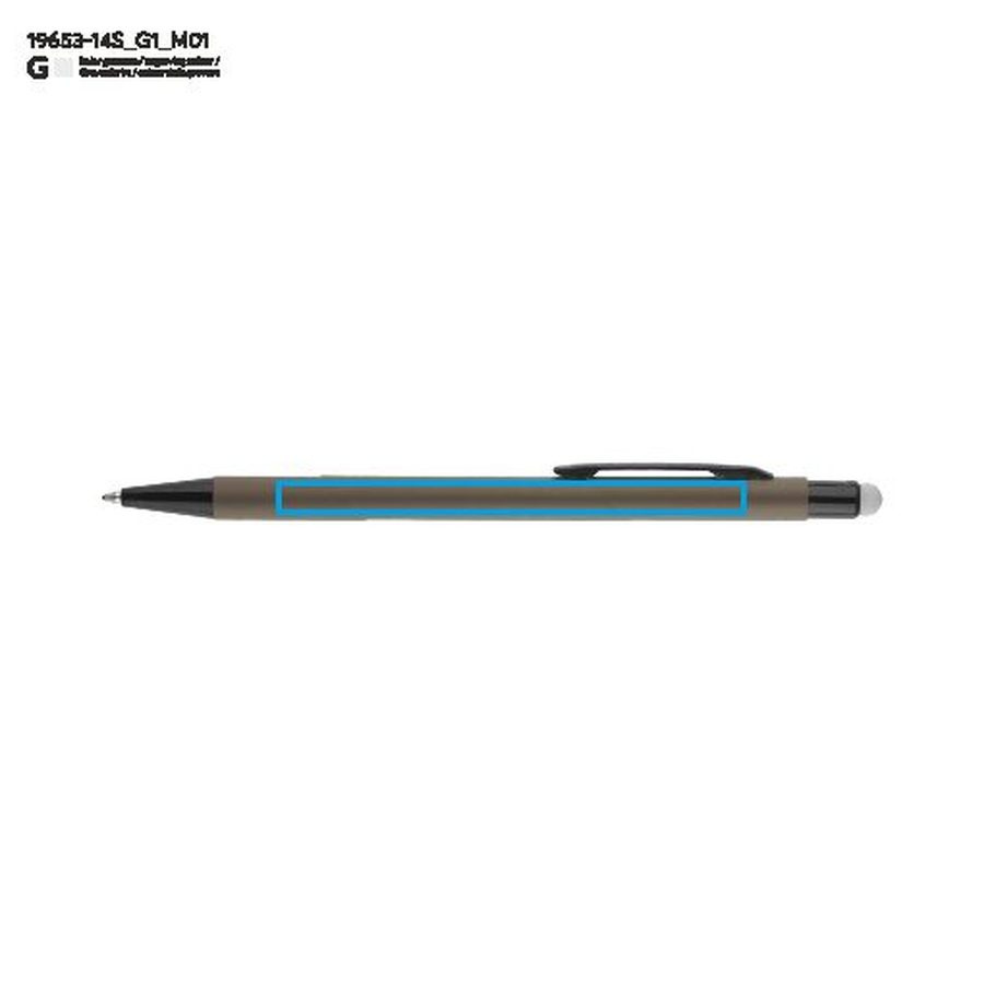 PRIM – stylo tactile: Zone de marquage avant · Gravure laser