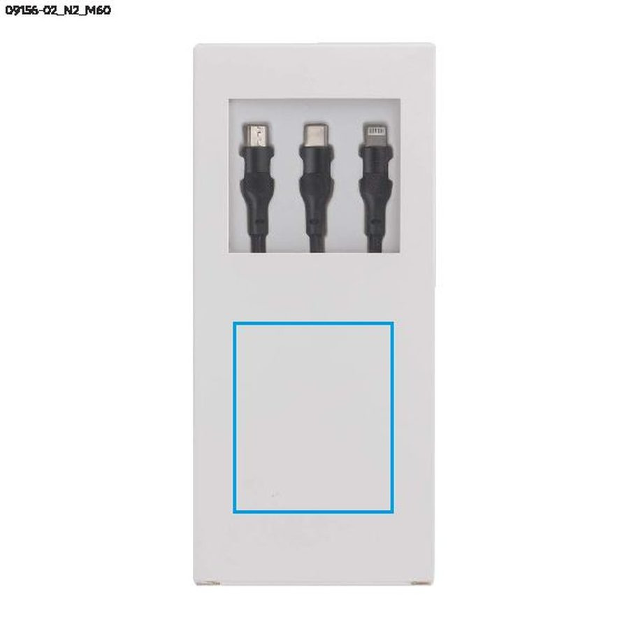 FAST – câble USB 3 en 1: Zone de marquage de la boîte en papier, Face avant · Tampographie
