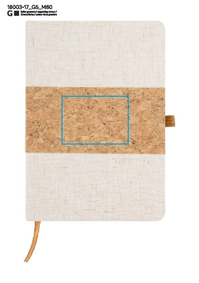 CALMO – set carnet et stylo A5: Zone de marquage cork · Gravure laser