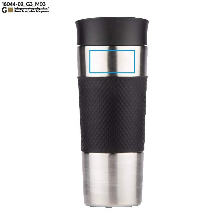 Kubek termiczny RONDE, 425 ml: Print area top · Laser engraving