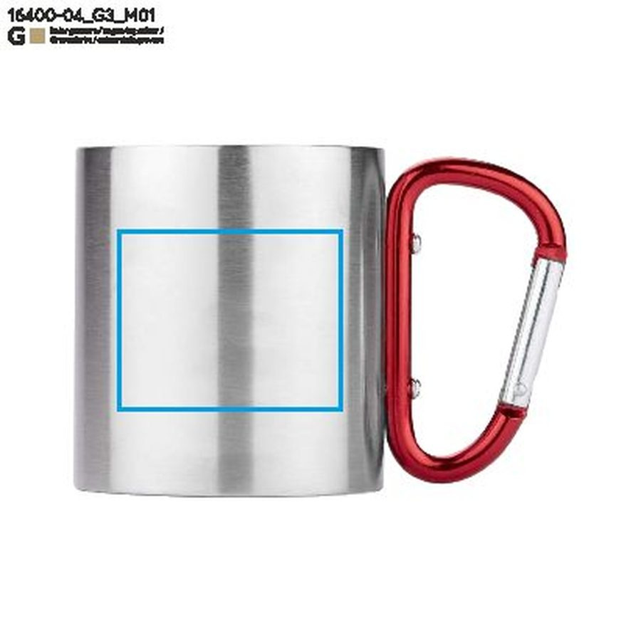 Tasse à mousqueton CAMPIC 200 ml: Zone de marquage avant · Gravure laser