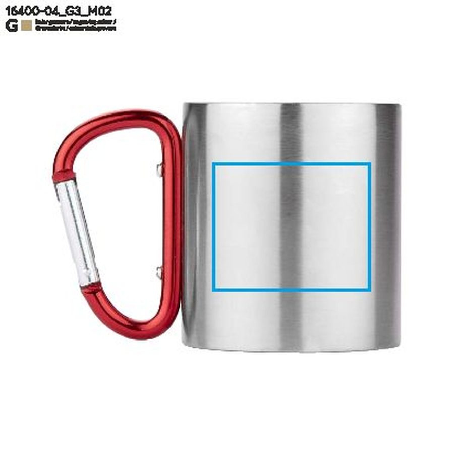 Tasse à mousqueton CAMPIC 200 ml: Zone de marquage arrière · Gravure laser