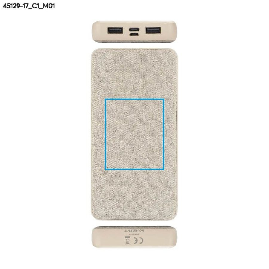 REPPO – batterie externe en rPET 10000 mAh: Zone de marquage avant · DTF
