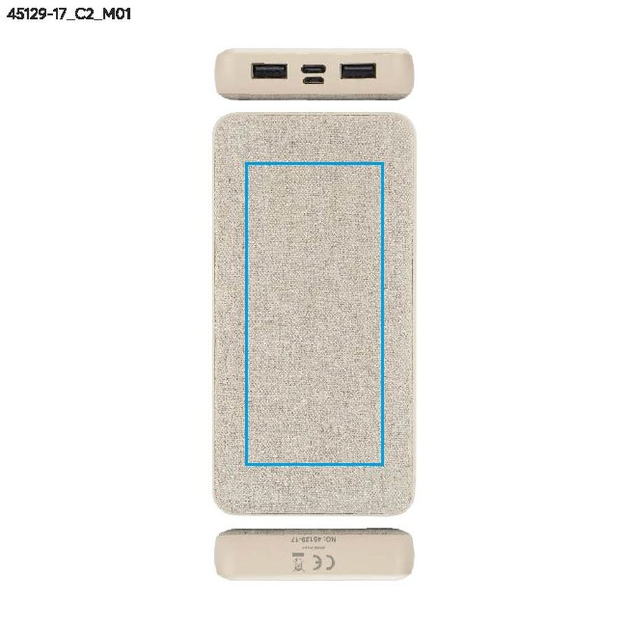 REPPO – batterie externe en rPET 10000 mAh: Zone de marquage avant · DTF