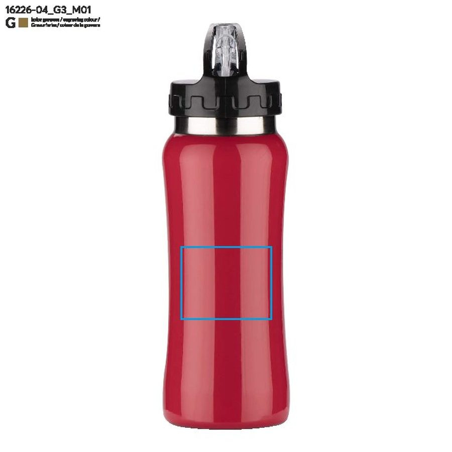 Stalowy bidon PATRO, 600 ml: Pole znakowania z przodu · Grawerowanie laserowe