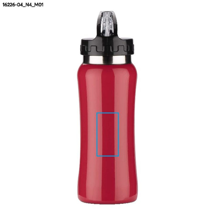 Stalowy bidon PATRO, 600 ml: Pole nadruku z przodu · Tampondruk