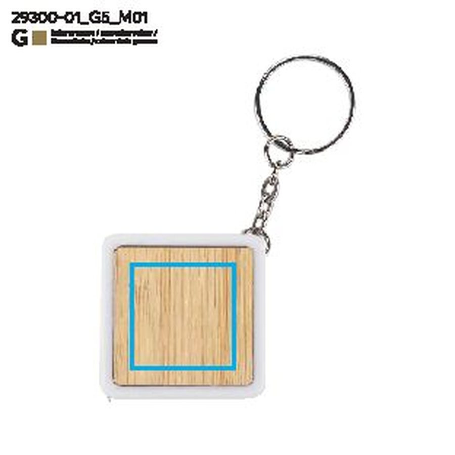 DULO – porte-clés mètre ruban 1 m: Zone de marquage avant · Gravure laser