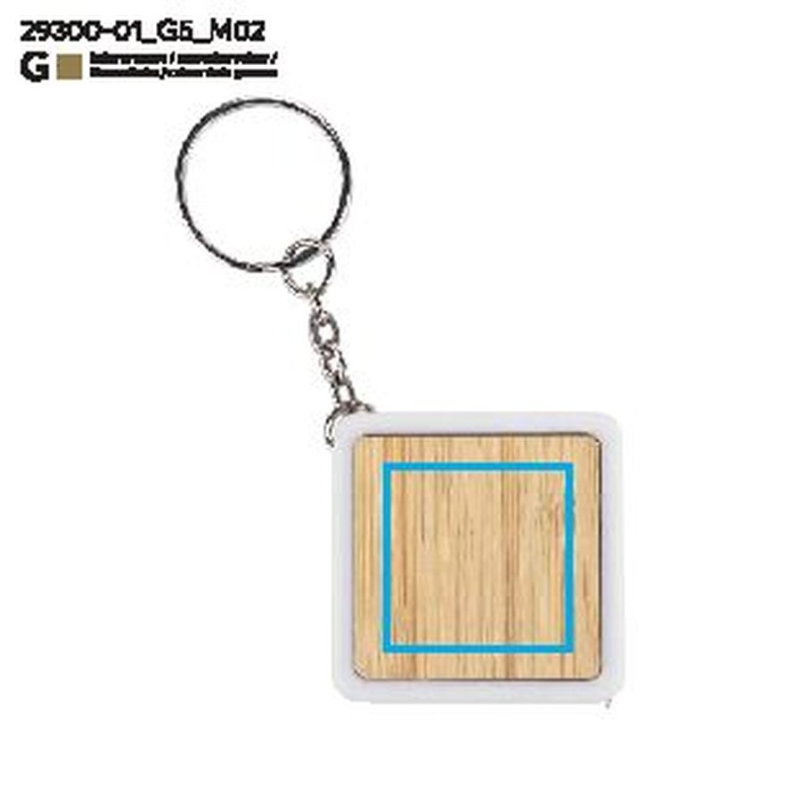 DULO – porte-clés mètre ruban 1 m: Zone de marquage arrière · Gravure laser
