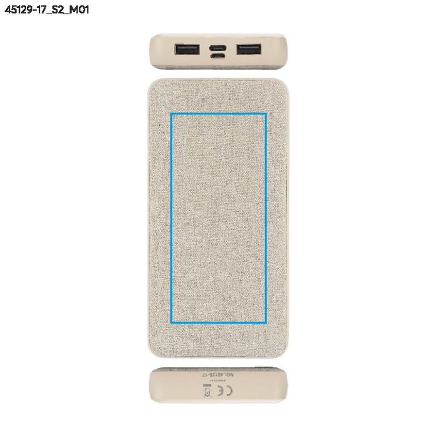 REPPO – batterie externe en rPET 10000 mAh: Zone de marquage avant · Sérigraphie