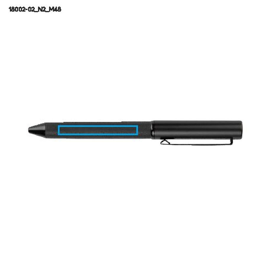 ZENIX – set carnet et stylo A5: Zone de marquage du stylo, Dessus, Face arrière · Tampographie