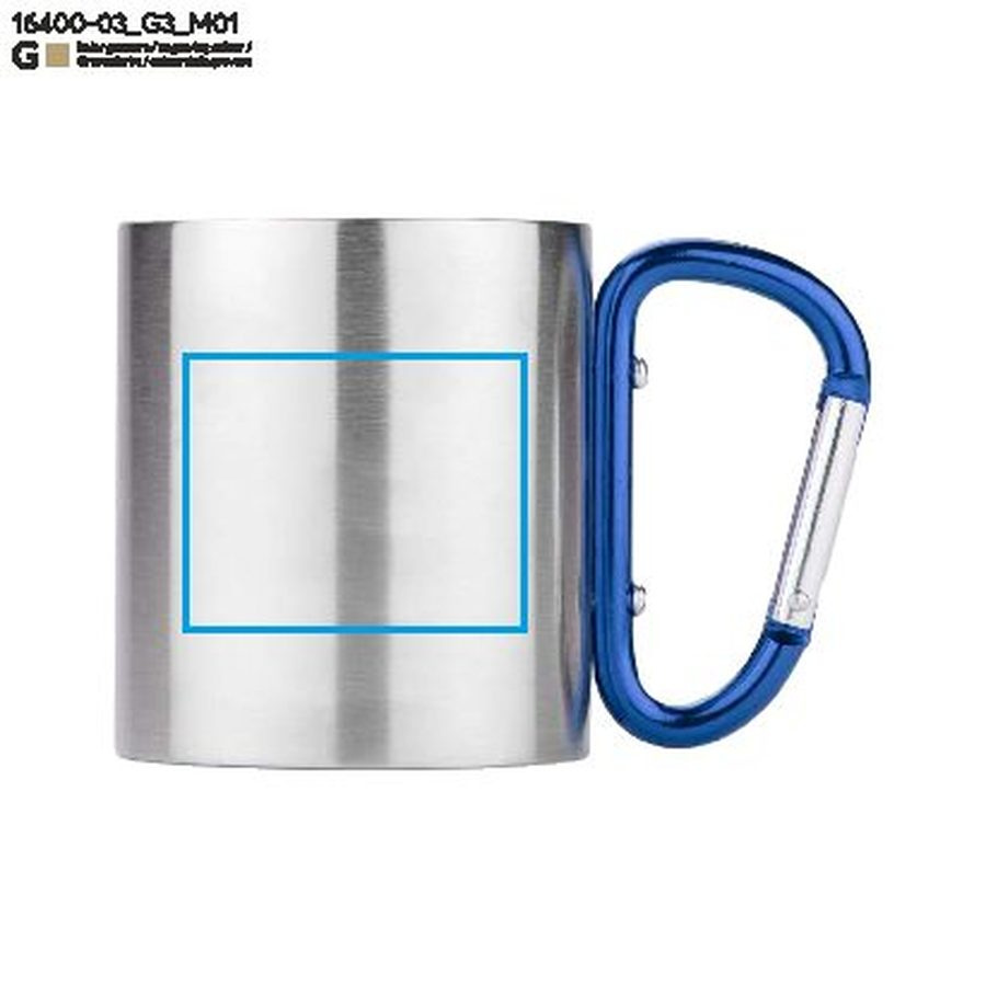Tasse à mousqueton CAMPIC 200 ml: Zone de marquage avant · Gravure laser
