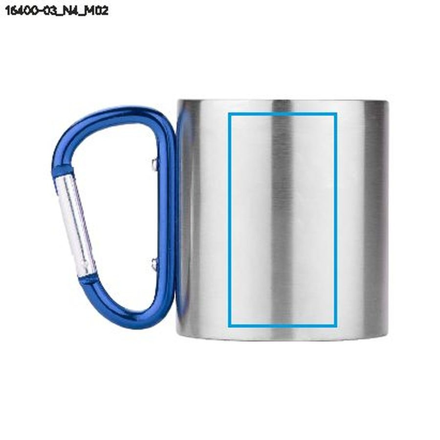 Tasse à mousqueton CAMPIC 200 ml: Zone de marquage arrière · Tampographie