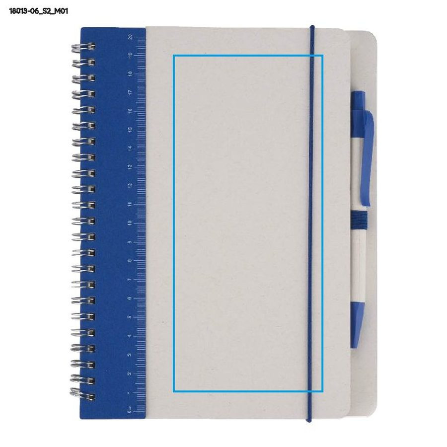 Carnet REGALI avec règle et stylo: Zone de marquage avant · Sérigraphie