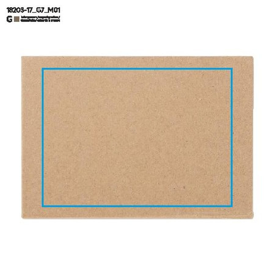 MEFO – boîte de notes adhésives: Zone de marquage avant · Gravure laser