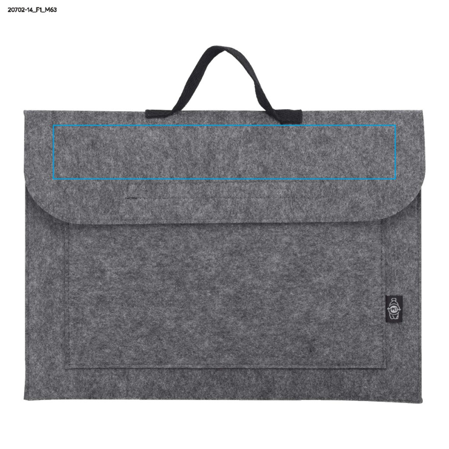 TARO – housse pour ordinateur portable: Zone de marquage avant, en haut · Transfert sérigraphique