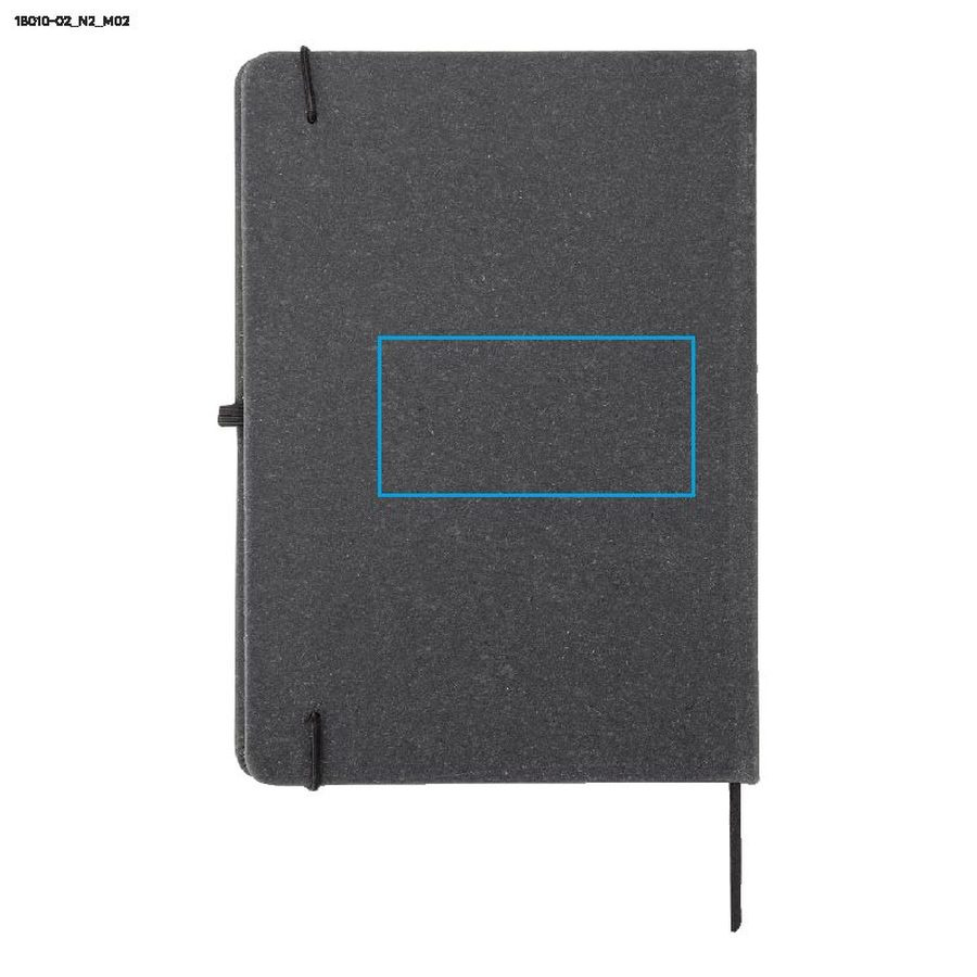 Carnet en PU recyclé GLITZO A5: Zone de marquage arrière · Tampographie