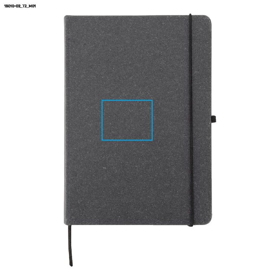 Carnet en PU recyclé GLITZO A5: Zone de marquage avant · Marquage en creux