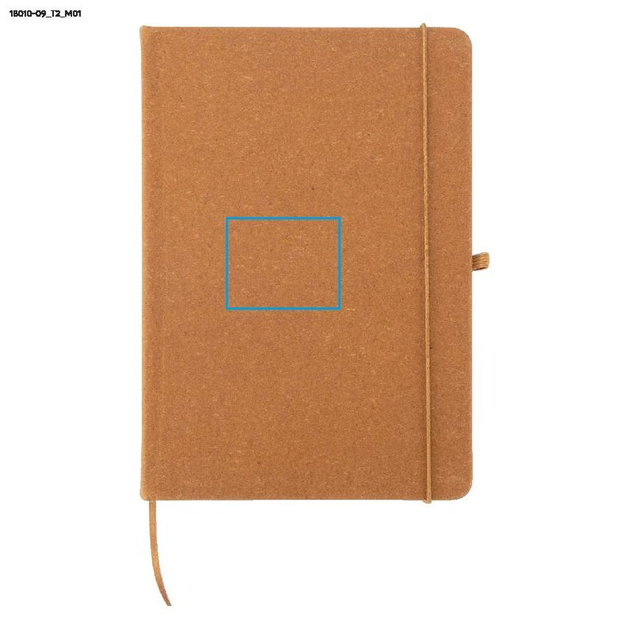 Carnet en PU recyclé GLITZO A5: Zone de marquage avant · Marquage en creux