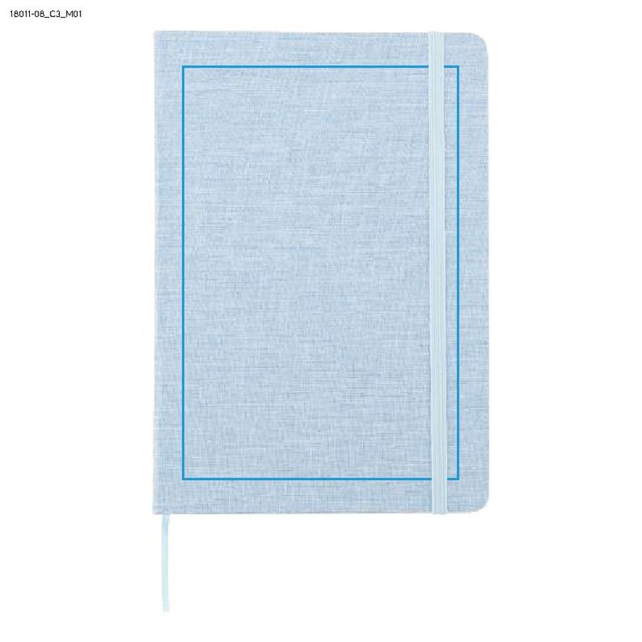 Kierrätetystä puuvillasta tehty muistikirja BIVELLO A5: Print area front · DTF