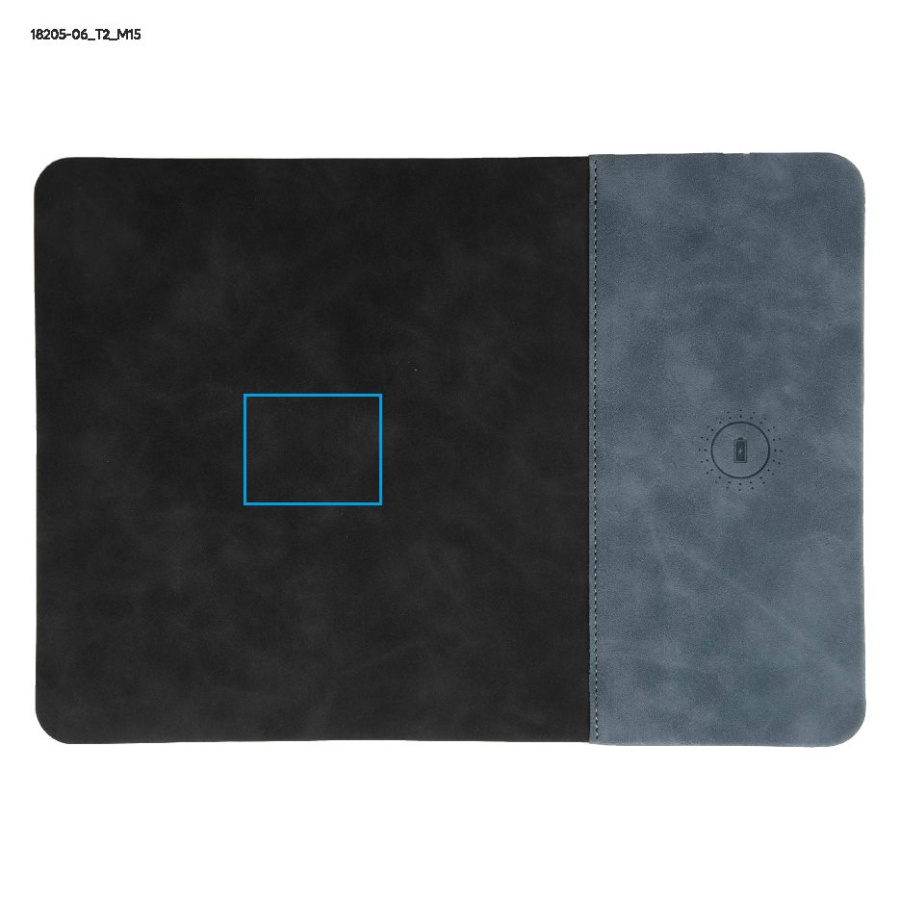 Коврик для мыши с беспроводным зарядным устройством ENERGO 15W: Print area front left · Debossing