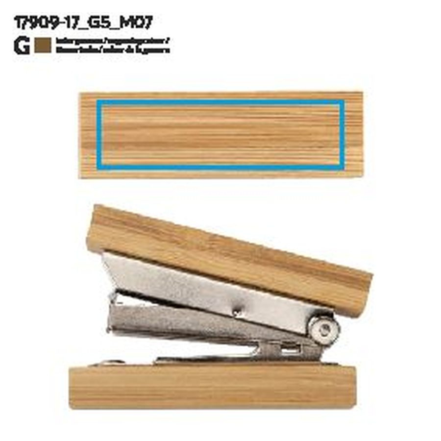 STAPI – agrafeuse en bambou: Zone de marquage top · Gravure laser