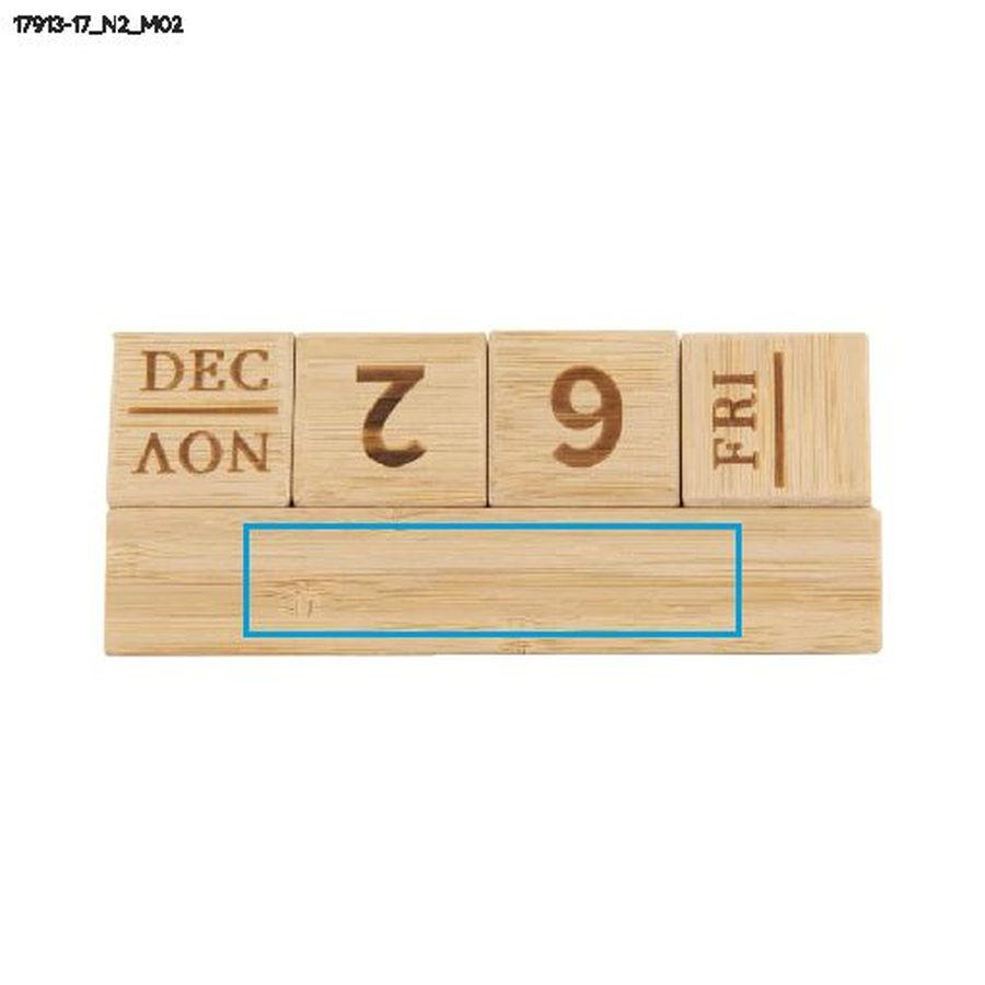 NEN – calendrier en bambou: Zone de marquage arrière · Tampographie