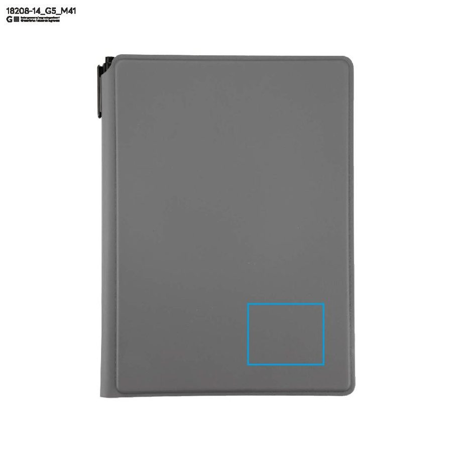 Notes z tablicą suchościeralną LIRA A5: Print area notebook - front · Laser engraving