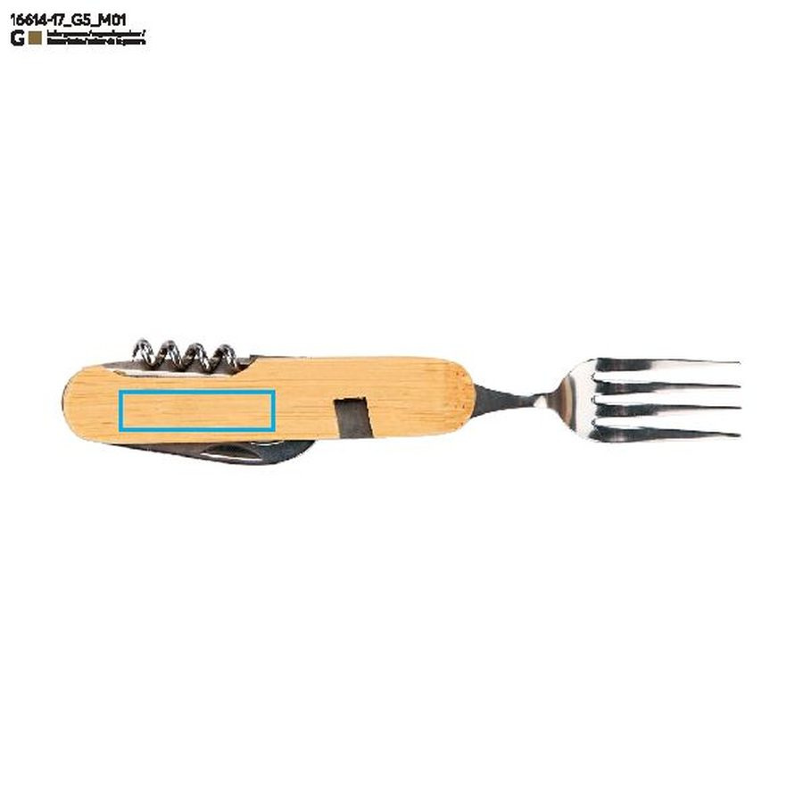 KENTI – set de couverts de voyage: Zone de marquage avant · Gravure laser