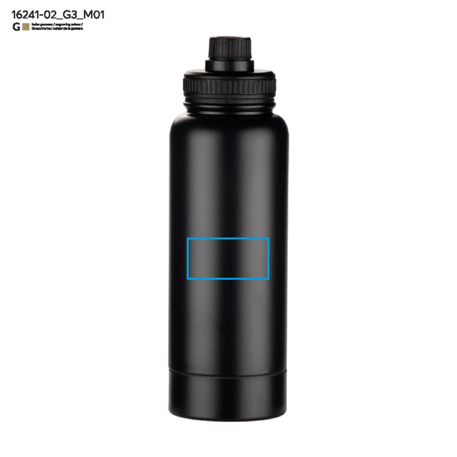 FIDI – bouteille isotherme 1000 ml: Zone de marquage avant · Gravure laser