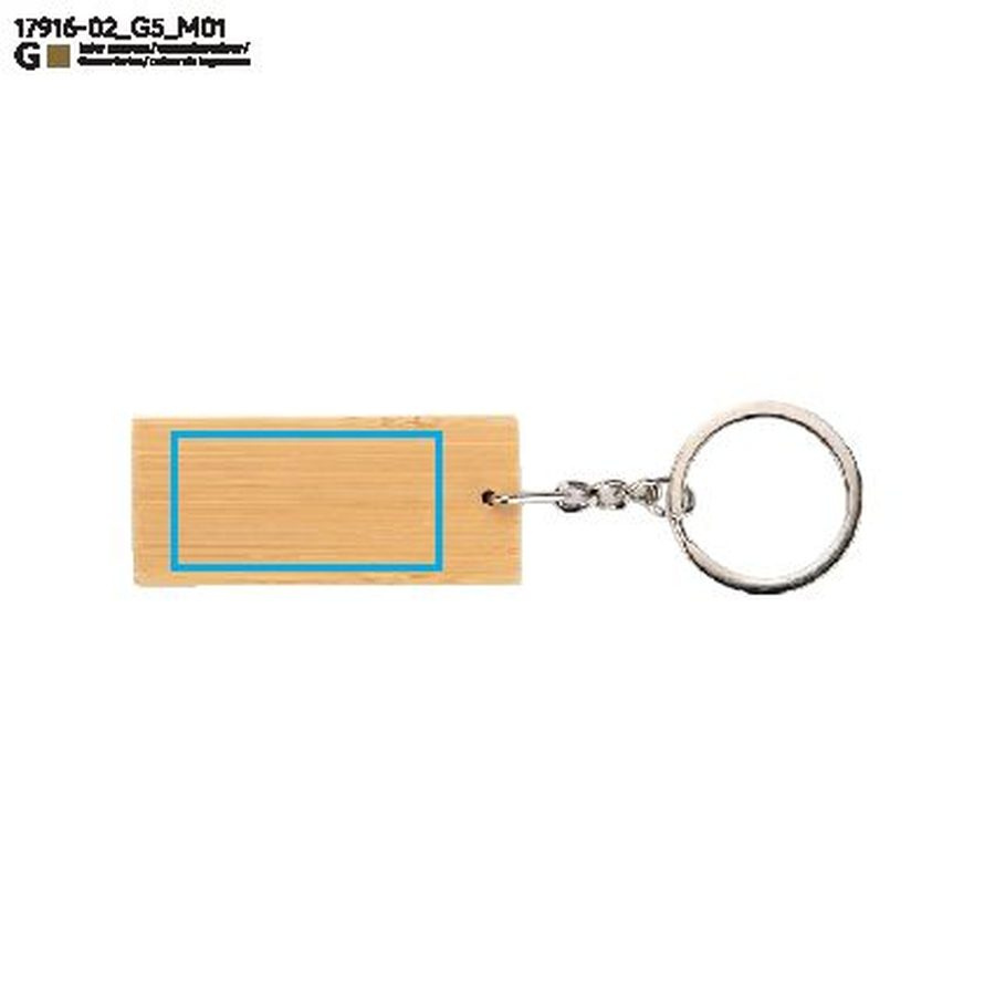 ERO – porte-clés en bambou: Zone de marquage avant · Gravure laser