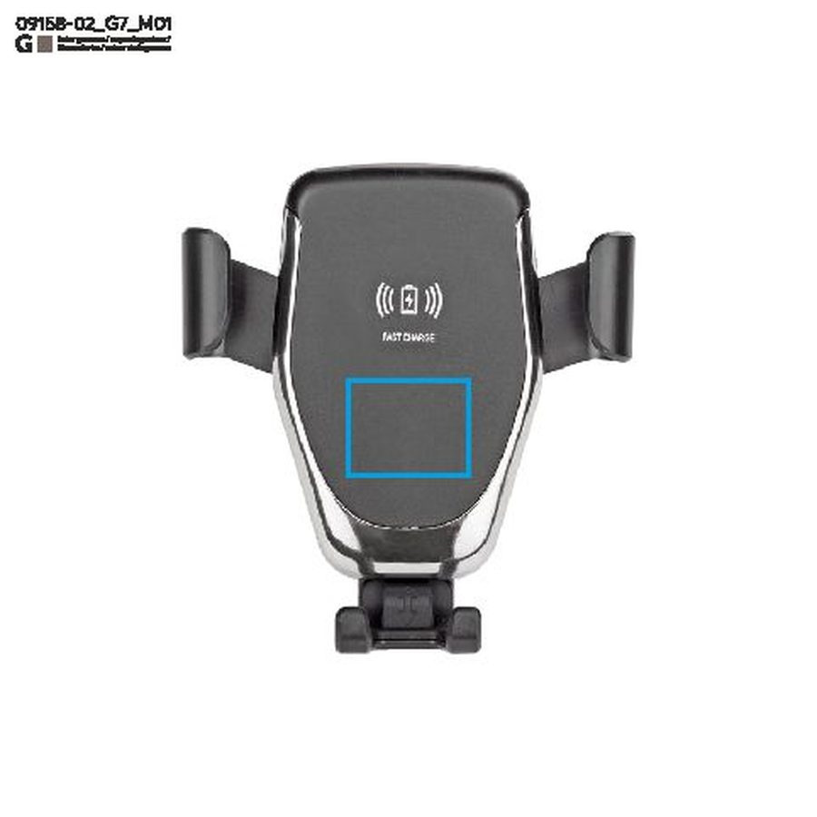 Automobilinis telefono laikiklis su belaidžiu įkrovikliu GARI 15W USB-C: Print area front · Laser engraving