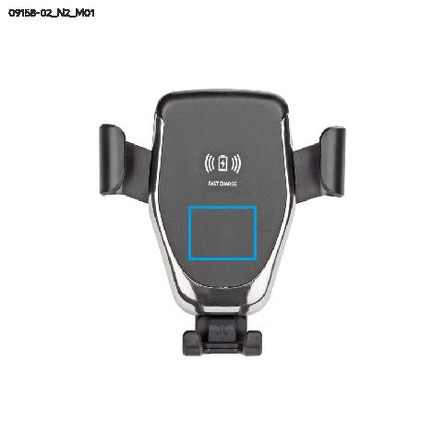 Automobilinis telefono laikiklis su belaidžiu įkrovikliu GARI 15W USB-C: Print area front · Pad printing
