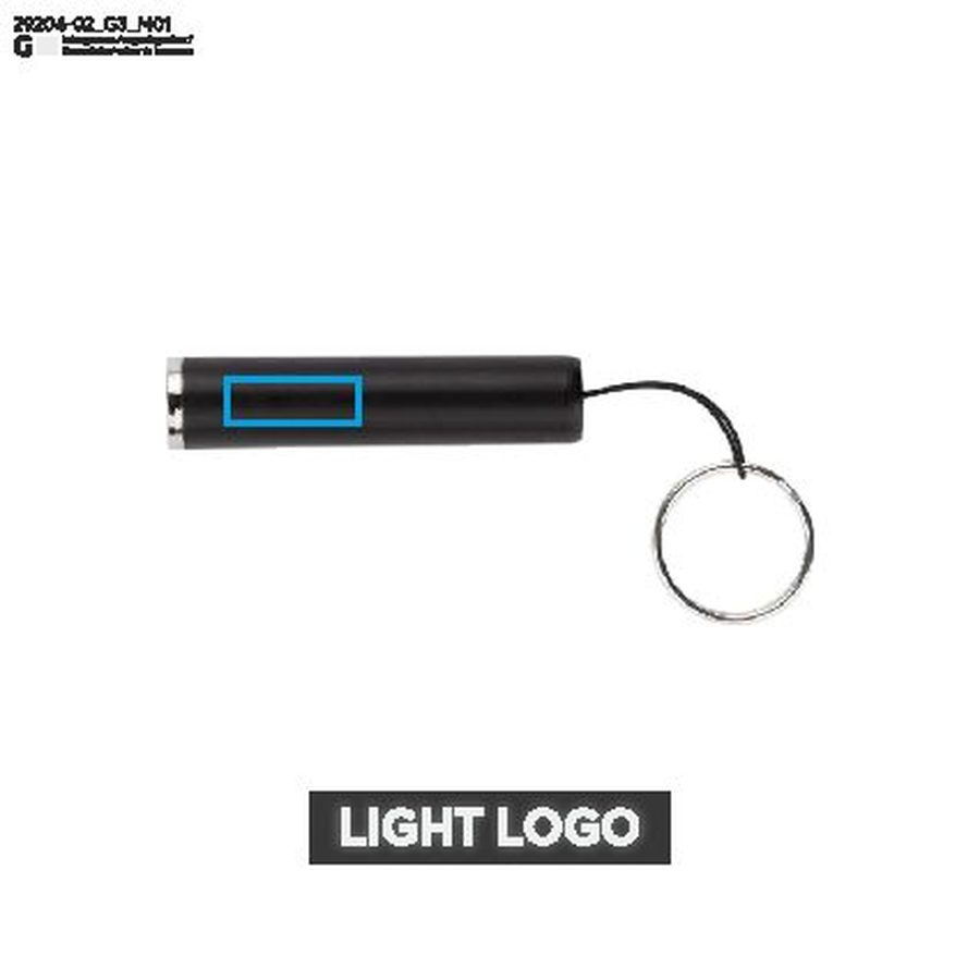 IGNI – lampe de poche: Zone de marquage avant · Gravure laser