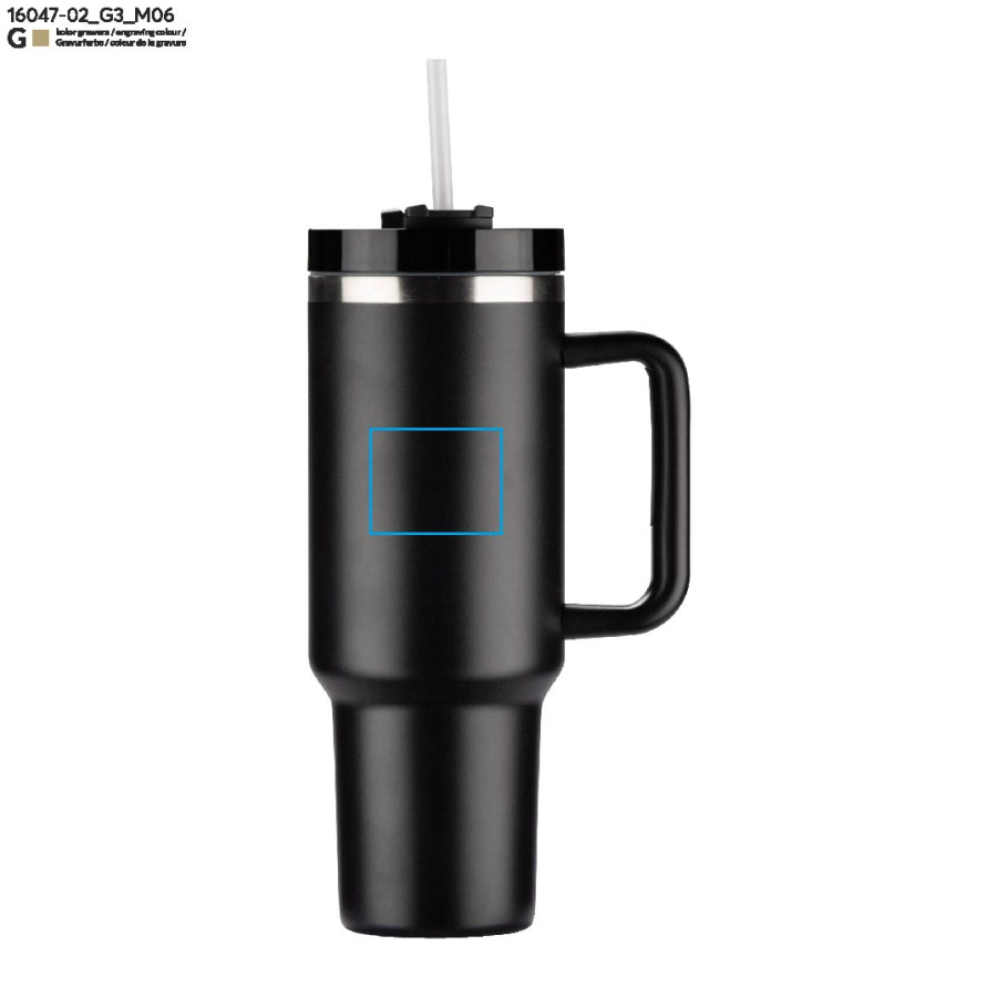 Reisebecher STANLI 1000 ml: Print area side · Laser engraving