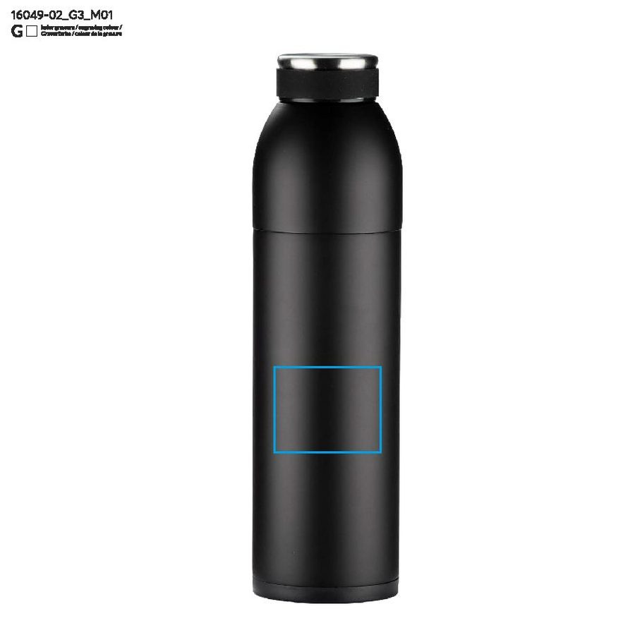 DUAL – bouteille isotherme 600 ml: Zone de marquage avant · Gravure laser