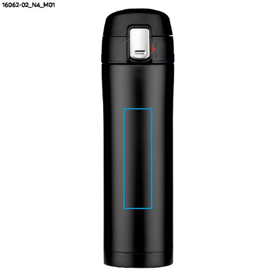 Mug isotherme LOCK MAT de 440 ml: Zone de marquage avant · Tampographie