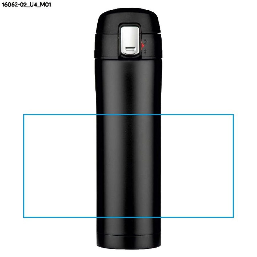 Mug isotherme LOCK MAT de 440 ml: Zone de marquage avant · Impression UV
