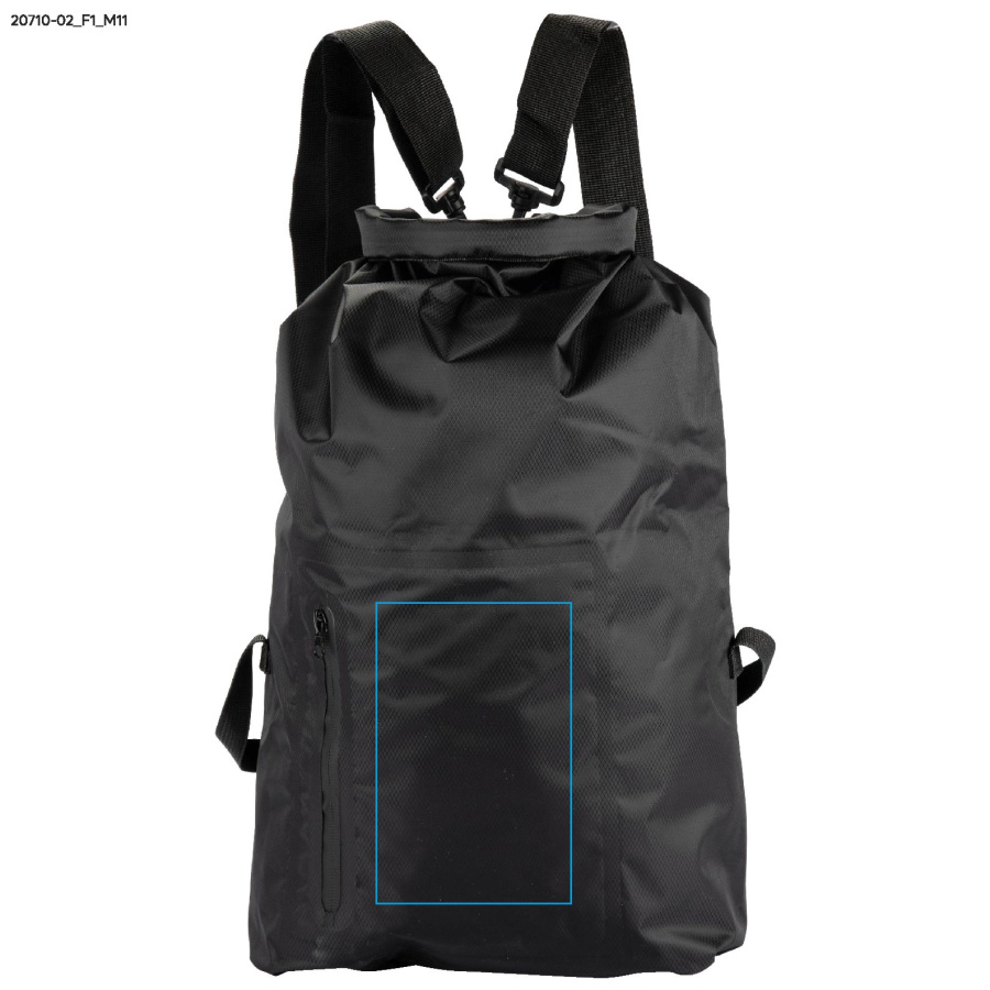 RETI – sac à dos imperméable: Zone de marquage de la poche 1 · Transfert sérigraphique