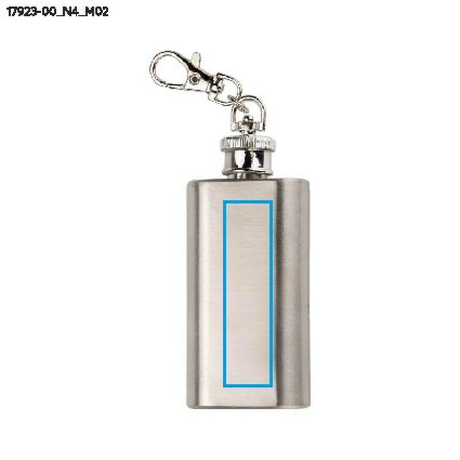 FLASIK – porte-clés flasque 50 ml: Zone de marquage arrière · Tampographie