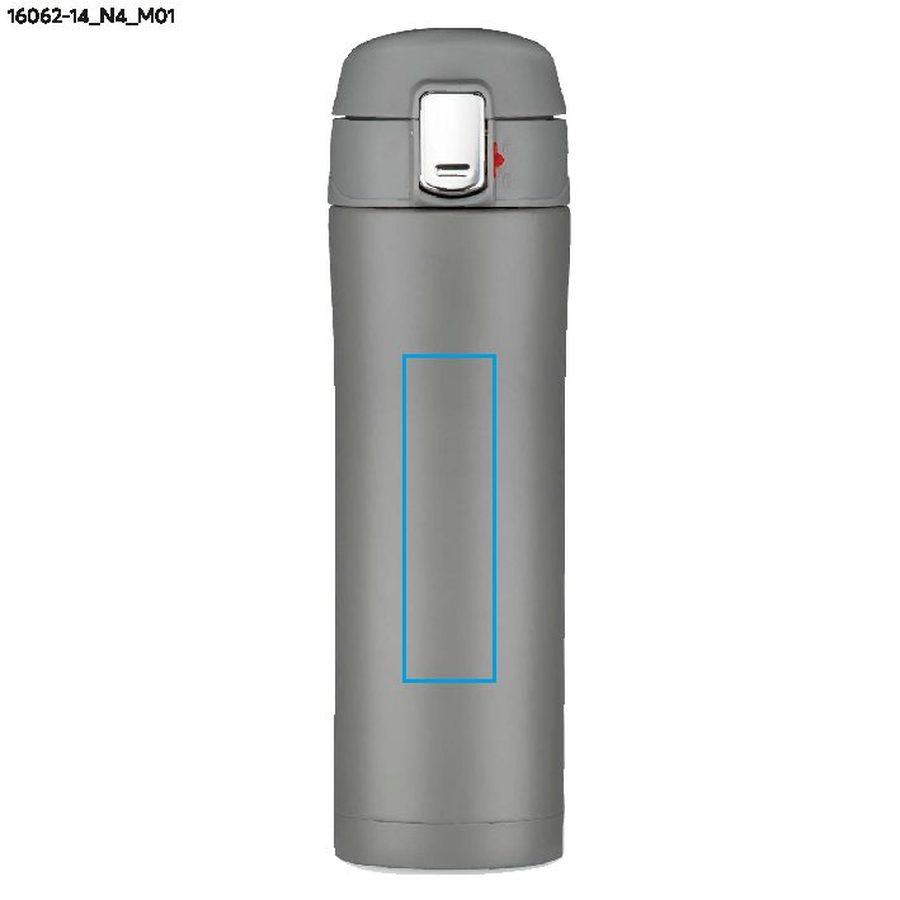 Mug isotherme LOCK MAT de 440 ml: Zone de marquage avant · Tampographie