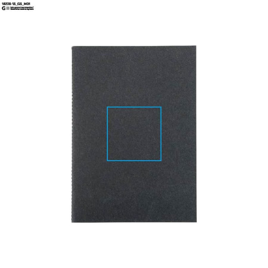 Carnet DENIM A5: Zone de marquage avant · Gravure laser